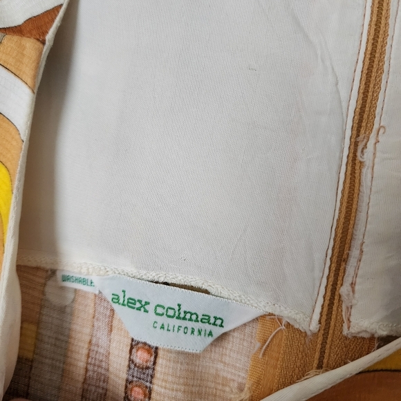 ALEX COLEMAN CA x VINTAGE 60’s 70’s Op Art Geo Spaceage Mod Mini Dress in gold - Picture 8 of 10